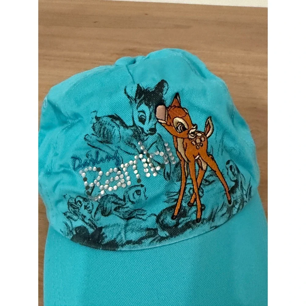 Disney Store Bambi Turquoise Blue Rhinestone Embroidered Baseball Hat Kids OSFM